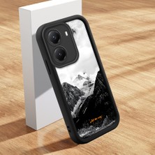 HONTINGA Poco X7 Pro ile Uyumlu Kılıfı Düşüme Önleyici Basitlik Anti Düşme Kamera Korumali Şirin Kedi Siyah Yüksek Dağ Desen Yumuşak Silikon Telefon Kılıfı Kadın ve Erkek Için Uygundur K2-0259