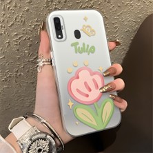 HONTINGA Samsung Galaxy A20 ile Uyumlu Kılıfı Silikon Kenar Sert Arka Düşüme Önleyici Basitlik Anti Düşme Kamera Korumali Çiçek Desen Telefon Kılıfı Kadın ve Erkek Için Uygundur K1-0860