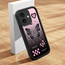 HONTINGA iPhone 16 Plus ile Uyumlu Kılıfı Düşüme Önleyici Basitlik Anti Düşme Kamera Korumali Şirin Kedi Siyah Kelebek Desen Yumuşak Silikon Telefon Kılıfı Kadın ve Erkek Için Uygundur K2-0458
