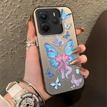 HONTINGA Xiaomi Redmi Note 14 ile Uyumlu Kılıfı Silikon Kenar Sert Arka Düşüme Önleyici Basitlik Anti Düşme Kamera Korumali Kelebek Desen Telefon Kılıfı Kadın ve Erkek Için Uygundur K1-0854