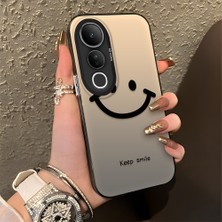 HONTINGA Vivo V50 Lite ile Uyumlu Kılıfı Silikon Kenar Sert Arka Düşüme Önleyici Basitlik Anti Düşme Kamera Korumali Gülümseme Desen Telefon Kılıfı Kadın ve Erkek Için Uygundur K1-0861