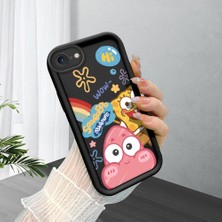 HONTINGA iPhone 8 ile Uyumlu Kılıfı Düşüme Önleyici Basitlik Anti Düşme Kamera Korumali Siyah Sünger Bob Desen Yumuşak Silikon Telefon Kılıfı Kadın ve Erkek Için Uygundur K2-0264