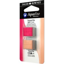 Daler Rowney Aquafine 1/2 Tablet Sulu Boya 2'li Permanent Rose + Portrait Pink Renkli Set