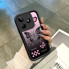 HONTINGA Realme Note 50 ile Uyumlu Kılıfı Düşüme Önleyici Basitlik Anti Düşme Kamera Korumali Siyah Kelebek Desen Yumuşak Silikon Telefon Kılıfı Kadın ve Erkek Için Uygundur K2-0458
