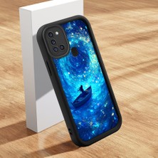 HONTINGA Samsung Galaxy A21S ile Uyumlu Kılıfı Düşüme Önleyici Basitlik Anti Düşme Kamera Korumali Şirin Kedi Siyah Deniz Desen Yumuşak Silikon Telefon Kılıfı Kadın ve Erkek Için Uygundur K2-0256