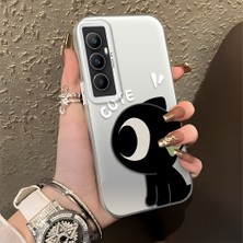 HONTINGA Realme C65 4g ile Uyumlu Kılıfı Silikon Kenar Sert Arka Düşüme Önleyici Basitlik Anti Düşme Kamera Korumali Şirin Desen Telefon Kılıfı Kadın ve Erkek Için Uygundur K1-0856