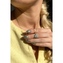 Spossy Silver Jewelry Opal Taşlı Kaplumbağa Kolye