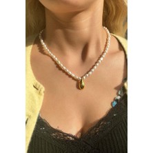 Spossy Silver Jewelry Gerçek Inci Damla Kolye