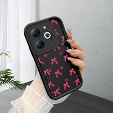 HONTINGA Infinix Smart 8 ile Uyumlu Kılıfı Düşüme Önleyici Basitlik Anti Düşme Kamera Korumali Siyah Pembe Papyon Desen Yumuşak Silikon Telefon Kılıfı Kadın ve Erkek Için Uygundur K2-0465