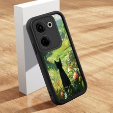 HONTINGA Tecno Camon 20 ile Uyumlu Kılıfı Düşüme Önleyici Basitlik Anti Düşme Kamera Korumali Şirin Kedi Siyah Kedi Desen Yumuşak Silikon Telefon Kılıfı Kadın ve Erkek Için Uygundur K2-0258