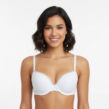 Bonbon Kadın Taş Baskılı Desteksiz Takma Askılı Beyaz Renk Sütyen BB2348