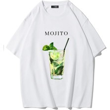 Brz Collection Unisex Oversize Mojito T-Shirt (Beyaz)
