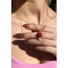 Spossy Silver Jewelry Incili, Doğal Taşlı Göz Kolye