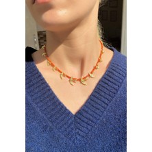 Spossy Silver Jewelry Doğal Taşlı Kuş Choker Kolye