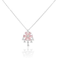 Spossy Silver Jewelry Sallantılı Çiçek Kolye