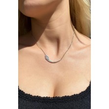 Spossy Silver Jewelry Baget Taşlı Yılan Kolye