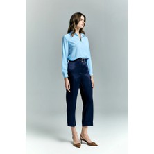Sateen Lisa Saten Duble Paça Pantolon - Lacivert