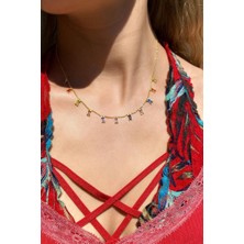 Spossy Silver Jewelry Renkli Taşlı Dikdörtgen Kolye