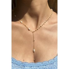 Spossy Silver Jewelry Gerçek Inci Istiridye Y Kolye