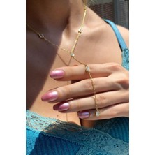 Spossy Silver Jewelry Damla Taşlı Y Kolye