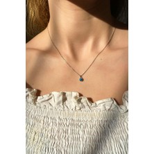 Spossy Silver Jewelry Boncuklu Tek Taş Kolye