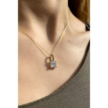 Spossy Silver Jewelry Kare Taşlı Kolye