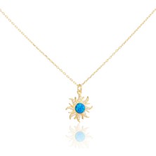 Spossy Silver Jewelry Opal Taşlı Güneş Kolye