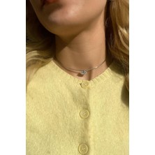 Spossy Silver Jewelry Badem Taşlı Choker Kolye
