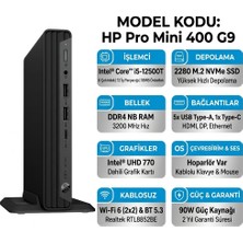 Hp Pro Mini 400 G9 Intel Core I5-12500T 24GB 512GB SSD Windows 11 Pro Mini Pc 9M950AT 015