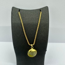 vitvit Çelik Kalın Zincirli Akik Doğal Taş Kolye