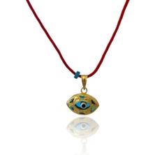 Spossy Silver Jewelry Oval Nazar Cam Göz Ipli Kolye