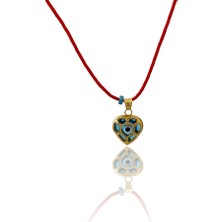 Spossy Silver Jewelry Kalp Nazar Cam Göz Ipli Kolye