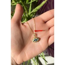Spossy Silver Jewelry Oval Nazar Cam Göz Ip Detaylı Kolye