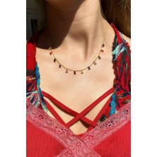 Spossy Silver Jewelry Renkli Taşlı Damla Kolye