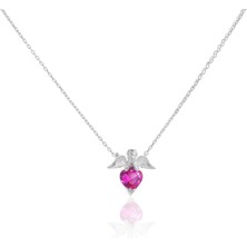 Spossy Silver Jewelry Melek Kanatlı Kalp Taşlı Kolye