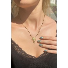 Spossy Silver Jewelry Kaplan Gözü Doğal Taşlı Kalpli Akrep Kolye