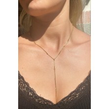 Spossy Silver Jewelry Taşlı Zarif Tasarım Y Kolye
