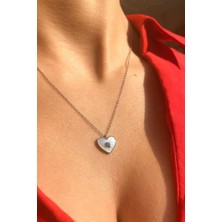 Spossy Silver Jewelry Sedef Taşlı Kalp Kolye