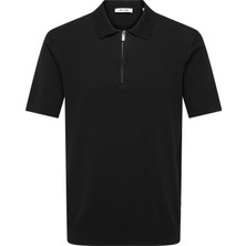 Only & Sons Erkek Yarım Fermuarlı Siyah T-Shirt - 22028606