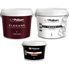 Polisan 10 kg / 7,5 Lt Elegans Silinebilir Iç Cephe Duvar Boyası + 10 kg Polisan Tavan Ultra Tavan Boyası + 2,5 Lt Polisan Panel Kapı Boyası