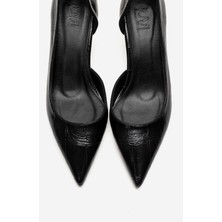 Luvi Arel Siyah Baskı Kadın Topuklu Ayakkabı