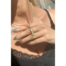 Spossy Silver Jewelry Yarı Zincir, Yarı Gerçek Inci Balık Kolye