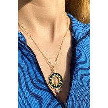 Spossy Silver Jewelry Mineli Yuvarlak Ok Tasarım Top Zincirli Kolye