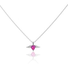 Spossy Silver Jewelry Kalp Taşlı Kanatlı Kolye