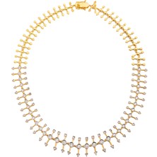 Spossy Silver Jewelry Taşlı Ok Sıralı Kolye