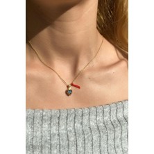 Spossy Silver Jewelry Kalp Nazar Cam Göz Ip Detaylı Kolye