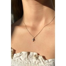 Spossy Silver Jewelry 925 Ayar Gümüş, Silver, Minimal Uçak Kolye, SPK1408