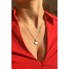 Spossy Silver Jewelry Sedef Taşlı Kalp Kolye