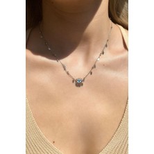 Spossy Silver Jewelry Pullu Göz Kolye
