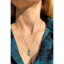 Spossy Silver Jewelry Dua Yazılı Dikdörtgen Kolye